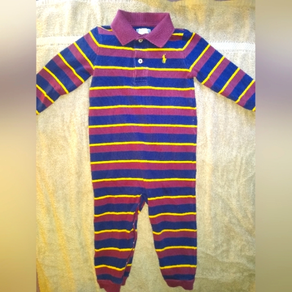Ralph Lauren Purple and Yellow Striped Footies
